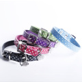 Fashion Rhinstones Buckle Pendant Polka Dot Leather Pet Puppy Dog Collar